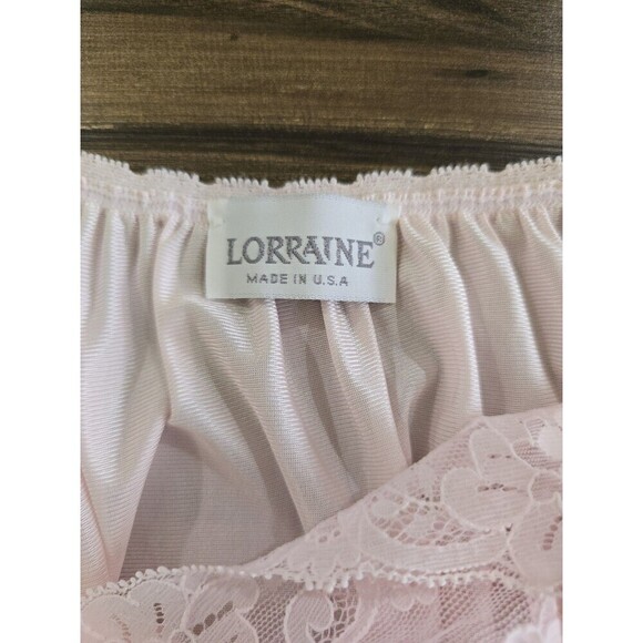Lorraine Pink Nightgown Womens Size Medium Vintage 80's Silky Short Sleeve USA - Picture 7 of 10
